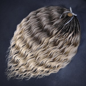 Blonde wavy dreads curly synthetic dreads extensions with dark blonde base natural color dreadlocks crochet ombre dreads double ended dreads