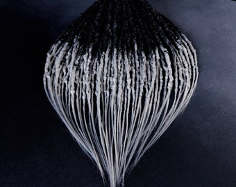 Black to Gray Ombre Synthetic Dreads: Crochet Textured DE Dreadlocks
