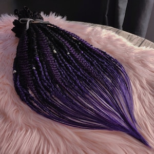 Dark purple synthetic dreads extensions ombre double ended dreads textured de dreads ready to ship dreadlocks crochet dreads with fishtail