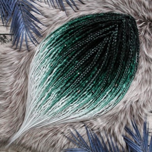 Black to Green to White Dread Extensions: Crochet Dreadlocks with Braid Accents