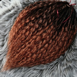 Ginger Red Curly Crochet Dreadlocks: Auburn Ombre Synthetic Dreads Extensions