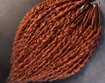 Ginger Red Curly Dreadlocks: Orange Crochet Synthetic Dread Extensions