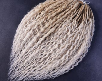 Blonde Ombre Curly Crochet Dreadlocks Extensions: Wavy Synthetic Dreads