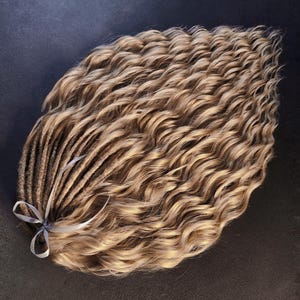 Golden blonde curly dreads wavy synthetic dreads extensions natural color dreadlocks medium blonde crochet dreads beige double ended dreads
