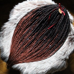 Copper Auburn Synthetic Dread Extensions: Crochet Dreadlocks with Braid Accents