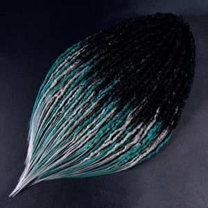 Gray to Teal Synthetic Crochet Dreads: Double Ended Dreadlock Extensions