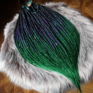 Green synthetic dread extensions purple dreads textured de dreads peacock dreads mermaid crochet dreadlocks double ended dreads with braids