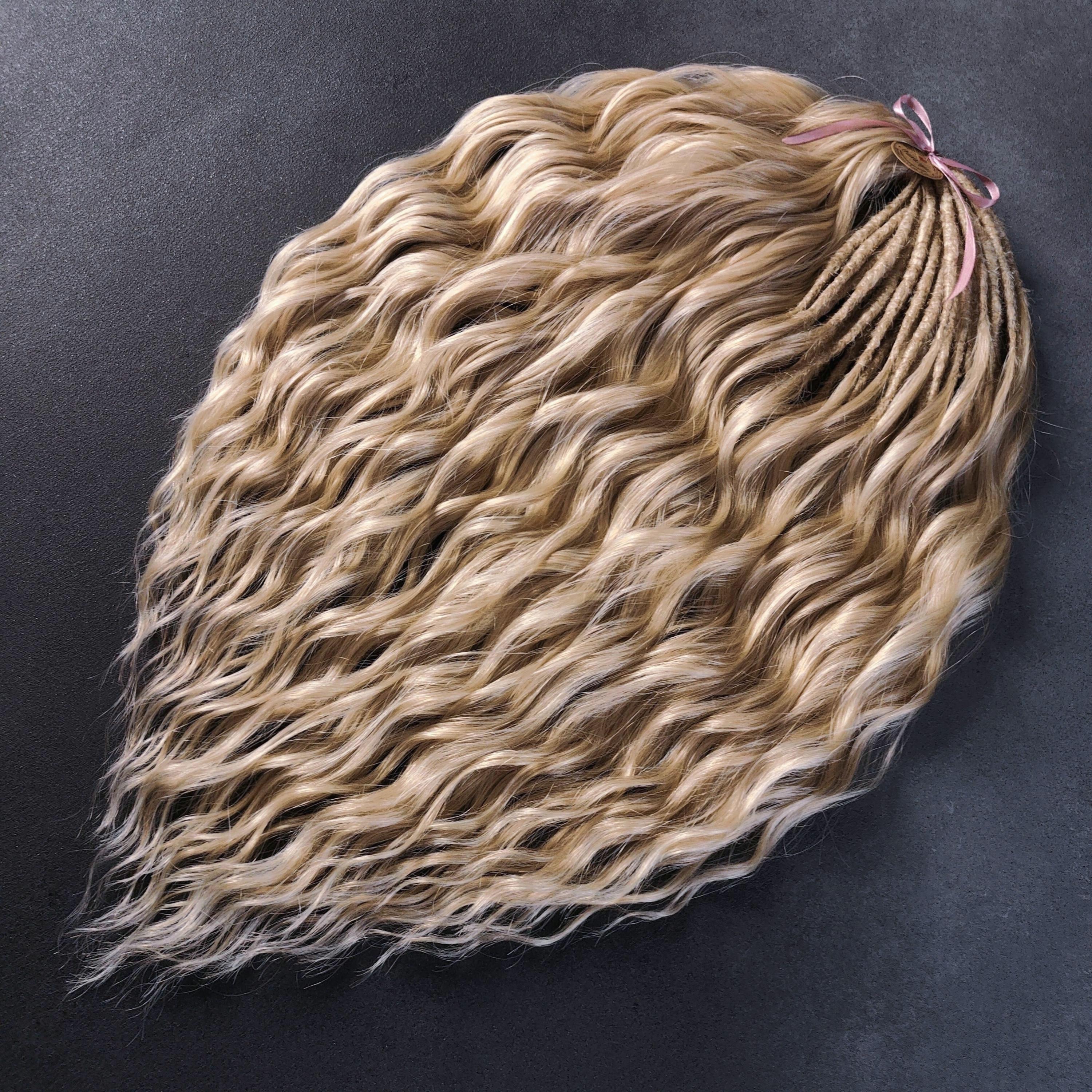 Warm Blonde Brushable Wavy Dreadlocks: Synthetic Curly Dread