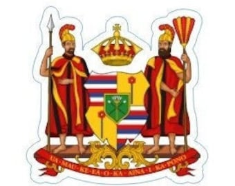 Pegatina del escudo de armas de Hawái, brillante 3 pulgadas, pegatina de botella de agua, pegatina nativa, pegatina hawaiana, calcomanía de Hawái