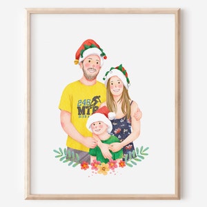 Custom Digital Watercolor Portrait, Custom Portrait, Custom Family Portrait Illustration, Personalised Family Portrait, Cartoon Portrait image 9