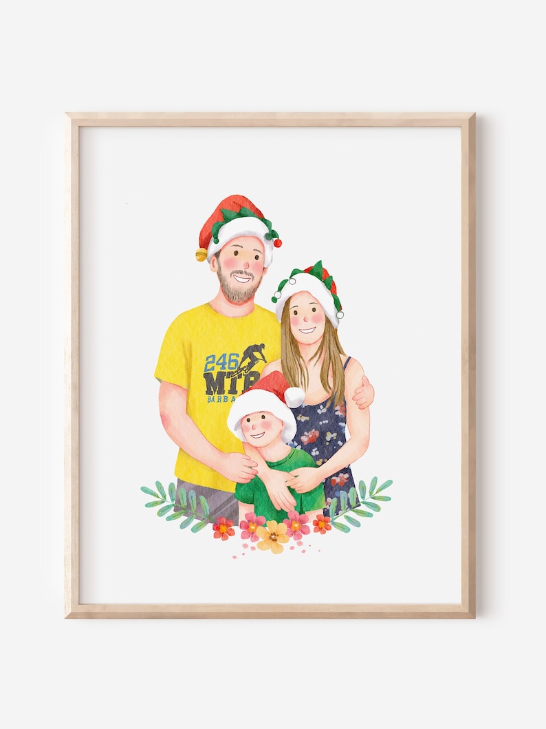 Custom Digital Watercolor Portrait, Custom Portrait, Custom Family Portrait Illustration, Personalised Family Portrait, Cartoon Portrait image 9