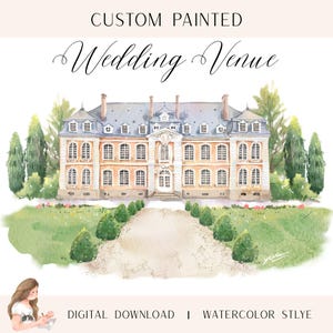 Custom Digital Watercolor Wedding Venue Illustration, Custom venue painting, Wedding illustration, Venue Painting for Wedding Invitation