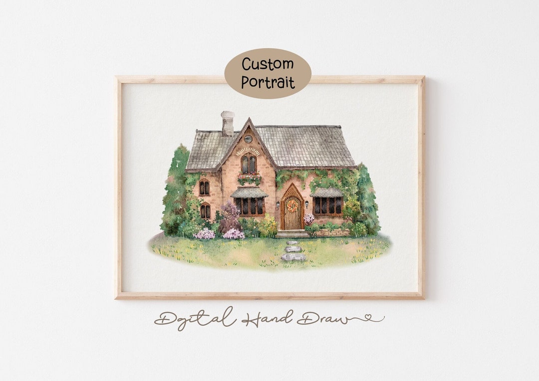 Custom House Portrait in Watercolor's Style, Custom House Illustration ...