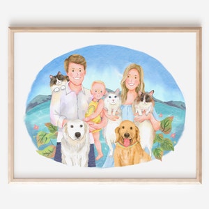 Custom Digital Watercolor Portrait, Custom Portrait, Custom Family Portrait Illustration, Personalised Family Portrait, Cartoon Portrait image 4