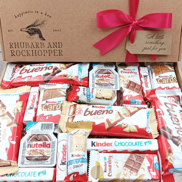 Kinder Bueno Chocolate Gift Box | Kinder Hamper | Personalised Gift Tag | Treat Box | Happy Birthday, Father's Day Present | Hug in a Box