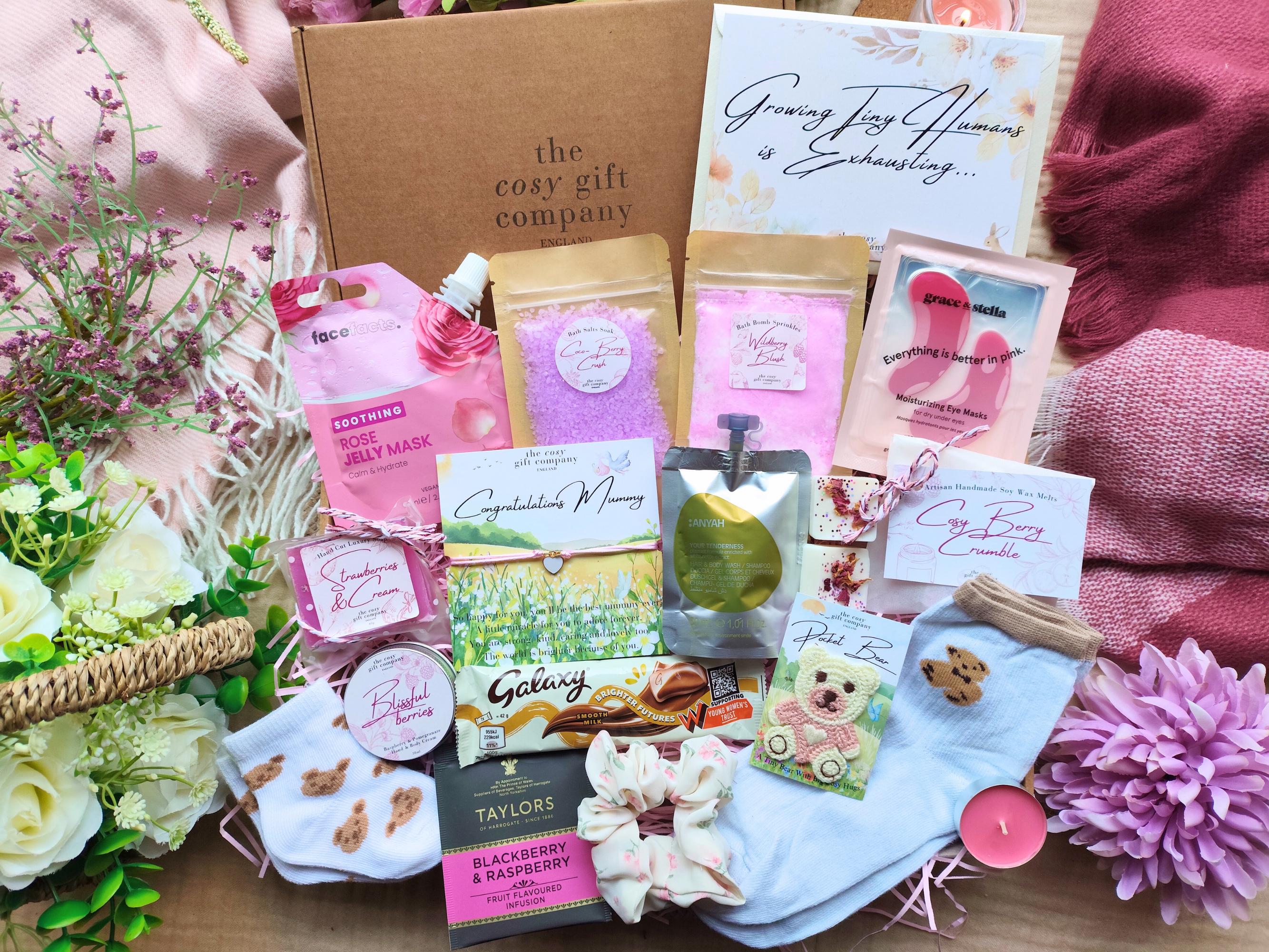 NEW MUM GIFT: Luxury Mum to Be Gift Box | Pink Postpartum Pamper Hamper ...
