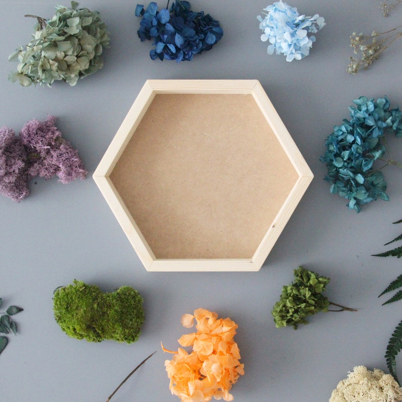 Moss Hexagon Wall with preserved flowers. Nature Room Decor.Gift for women or home. Ready to send. image 3