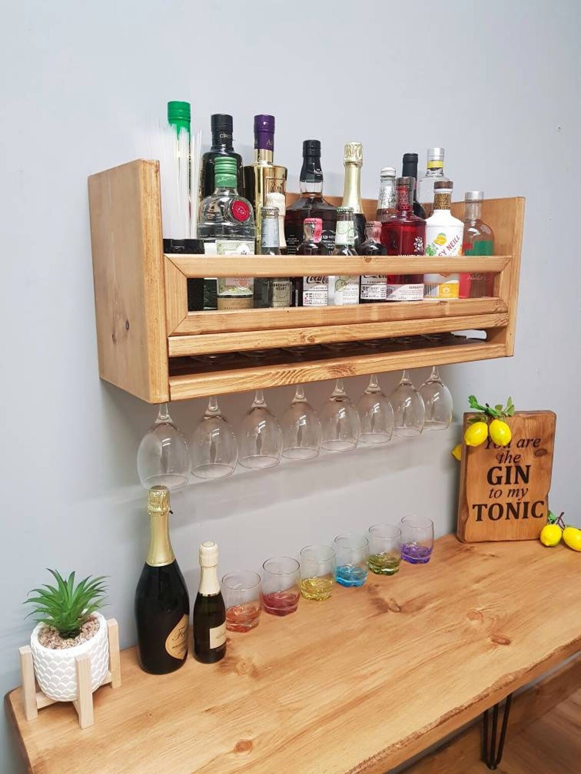 Deluxe Universal Wall Mounted Home Bar Premium Drinks Rack Etsy UK