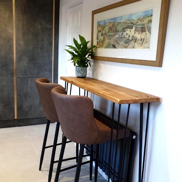 Reclaimed Breakfast Bar With Hairpin Legs Hallway Table Radiator Cover Home Bar