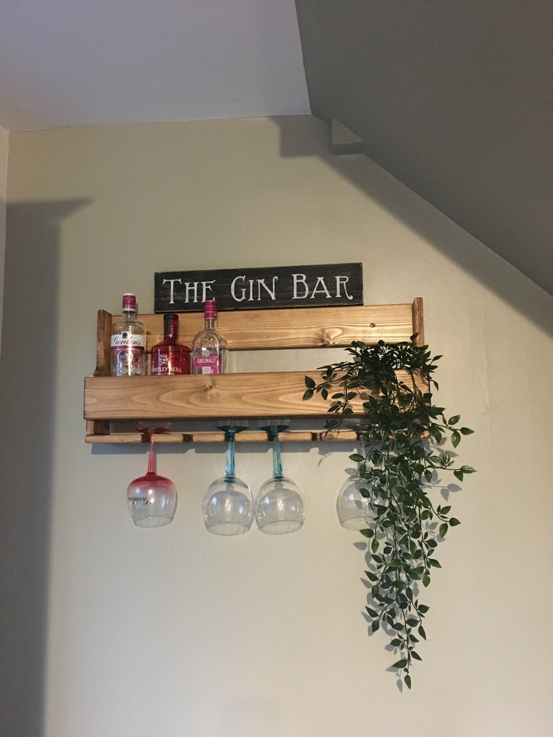 Wall Mounted Home Bar Drinks Rack Gin Rack Cocktail Etsy