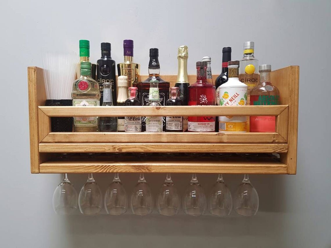 Deluxe Universal Wall Mounted Home Bar Premium Drinks Rack Etsy UK