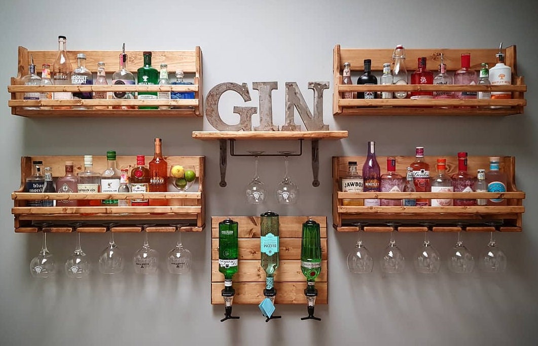 Home Bar Reclaimed Wooden Drinks Optics Plaque With Bottle Etsy UK
