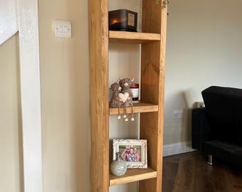 Country Style Reclaimed Wooden Tall Solid Baltic Wood Furniture, Narrow, Shelving Display Unit, Bookcase
