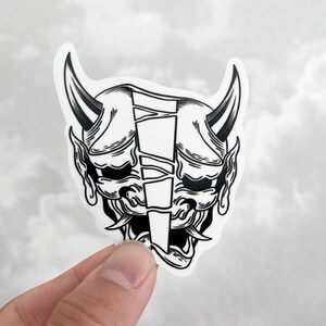 Pegatina de vinilo oni Mask - Pegatina japonesa de máscara del diablo