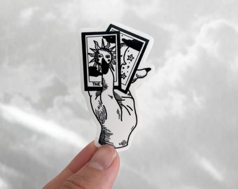 Witch Hand Holding Tarot Cards Vinyl Stickers - Occult Stickers