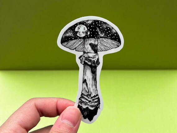 Space mushrooms print and stickers