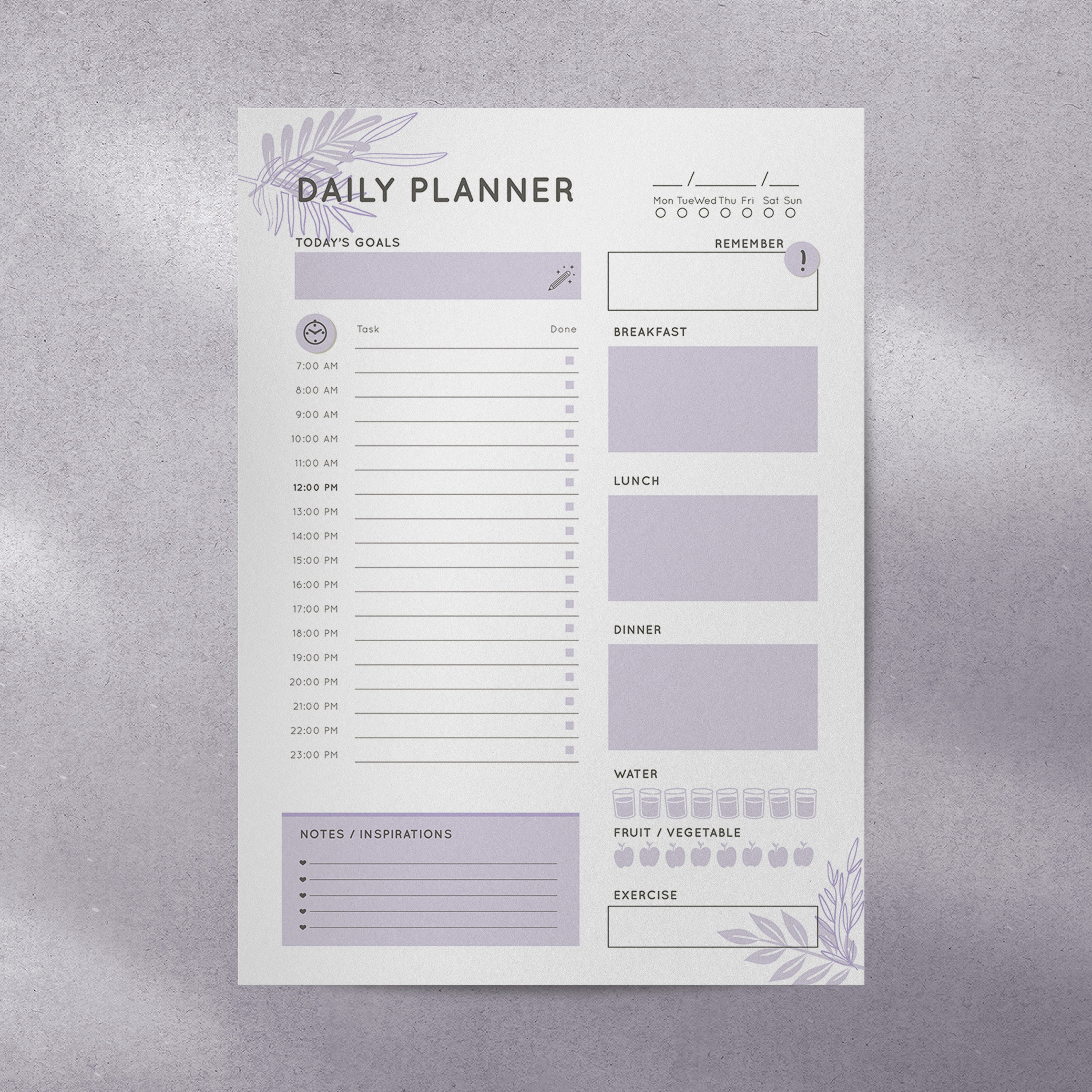 Hourly Daily Planner Instant Download Useful Daily Planner - Etsy