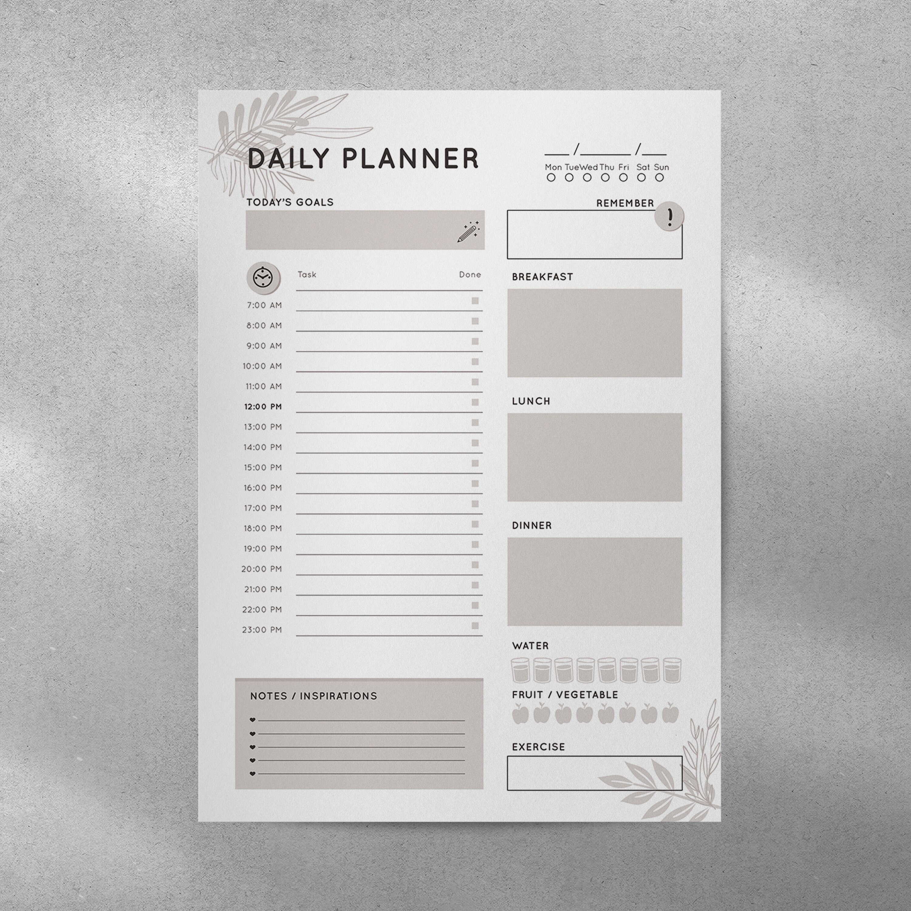 Hourly Daily Planner Instant Download Useful Daily Planner - Etsy