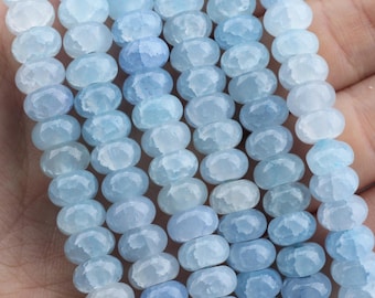 Perline abaco circolari blu chiaro da 30 pollici - 5 x 8 mm, perline sciolte, perline rondelle, perline distanziatrici abaco, fai da te - 150 pezzi - SJ002-2