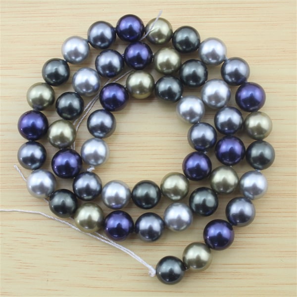 Perlas redondas de concha de agua dulce de colores mezclados de 8 mm, perlas naturales lisas, fabricación de joyas de bricolaje, cuentas al por mayor, cuentas sueltas-48 piezas-15,5 pulgadas-FP137