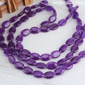 13 x 18 mm tiefviolette ovale Jade, helle Farbe Edelsteinperlen, glatte Heilungsenergie Jadeperlen, ganzer Strang, Schmuckzubehör / 15 Zoll STN00326