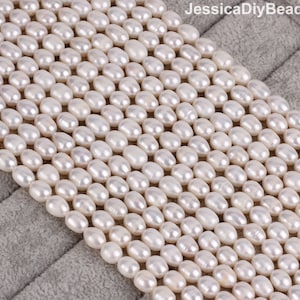 6-7mm White Freshwater Pearl Beads,Natural Loose Pearl Beads,Wedding Pearl Jewelry Making, Beading Supplies, Wholesale Beads-16 inches-MY001
