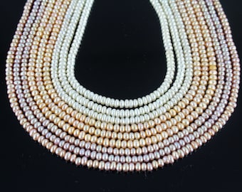 Genuine Freshwater Button Pearl Beads, Loose Pearl Beads, White/Pink/Purple Pearl Button Beads, Pearl Jewelry Supplies--15.5 inches--FP12