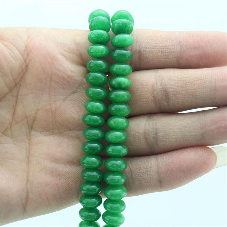 5x8mm Green Smooth jade rondelle beads Loose Jade Gemstone Etsy
