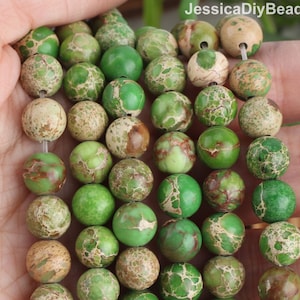 Apple Green Imperial Sea Sediment Jasper Beads, Green Emperor Gemstone, Jewelry Making, Wholesale Beads, Beading Supplies, DIY Gift/STN00303