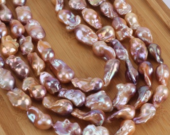 13-17x18-28mm Popular Pearls, Natural Pink Purple Baroque Pearls, Nucleated Pearls, Fashion Pearls, Full Strand, Jewelry Supplies / YHZ004-7