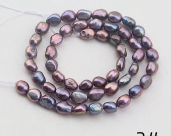 5-6mm Natural Baroque Nugget pearl beads,Freshwater irregular pearl strand,Wedding pearl jewelry.Wholesale pearls-49pcs-14inches-FP128
