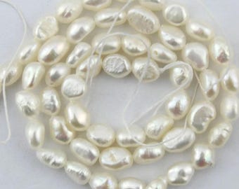 5-6mm Natural White Nugget Pearl Beads,High Luster Genuine Freshwater Pearl Beads, Loose Cultured Pearls For Wedding Jewelry--14inches-FP115