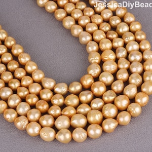 12-15mm Edison Freshwater Pearls, Golden Edison Pearls, Loose Pearl Beads, For DIY Jewelry Necklace, Wholesale Pearls-32pcs--16inches--AE006