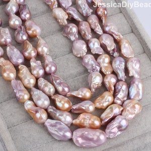 13x15-22x30mm Natural Baroque Pearl, Good Quality Purple Color Large Fireball Pearl , Wholesale Pearls-16inches--YHZ004-5