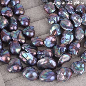 Luster 19-20x20-25mm Large Baroque Pearl Beads,Black Fireball Cultured Freshwater Pearls,Wholesale Pearl Jewelry-16 inches-SKU(YHZ003-4)