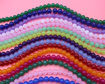 4mm,6mm,8mm,10mm,12mm Smooth Colorful Round Jade Beads, Loose Gemstone Beads, Beads for Jewelry Making, Wholesale Beads---15-16inches---ST73