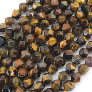 7x8mm Natural Star Cut Faceted Yellow Tiger Eye Beads,Mixed Color Bulk Gemstone Beads,DIY Jewelry Supply,Wholesale Beads-14.5-15inches--ST09