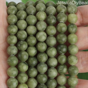 Unique 8mm Chinese Jade Beads,Healing Energy Gemstone,Smooth Round Jade Beads,Necklace Bracelet Making,DIY Beading Supplies--STN00488