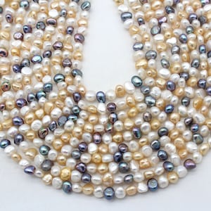 5-6mm Small Nugget Pearls, Multi Color Pearls, Irregular Freshwater pearls, Loose Pearls, Full Strand, Wedding pearls-15-15.5inches--FP187