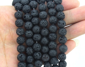 Black Lava Rock Beads, Volcanic Rock Gemstone, 4mm,6mm,8mm,10mm Irregular Shape Beads, DIY Jewelry Making, Wholesale Beads-15-16inches--ST83